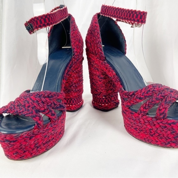 Antolina Aurora Braided Woven Open Toe Platform Heels Sandals Red Casual Summer - Picture 4 of 12